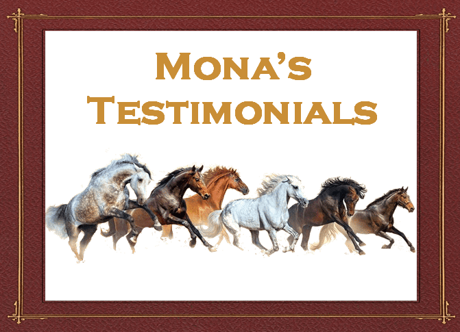 Mona's Testimonials a picture with a brown frame and a herd of excited running horses