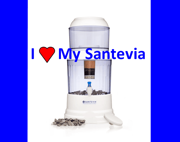 picture of a santevia water filtration system with the words I love my santevia